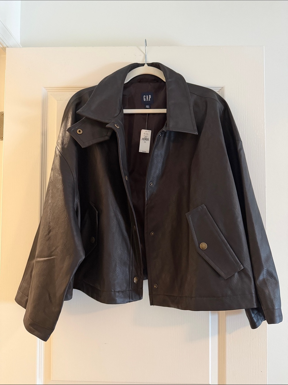 GAP Women's Brown Faux Leather Swing Jacket BNWT - Sz M/L